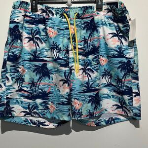 Club Room Men's Multicolor Tropical Quick Dry Drawstring Swim Trunks XXL NWT